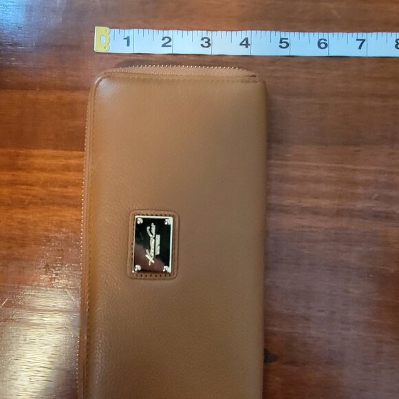KENNETH COLE Saddle Brown Leather Wallet W/ Removable Wristlet- Zip Around - Picture 9 of 14